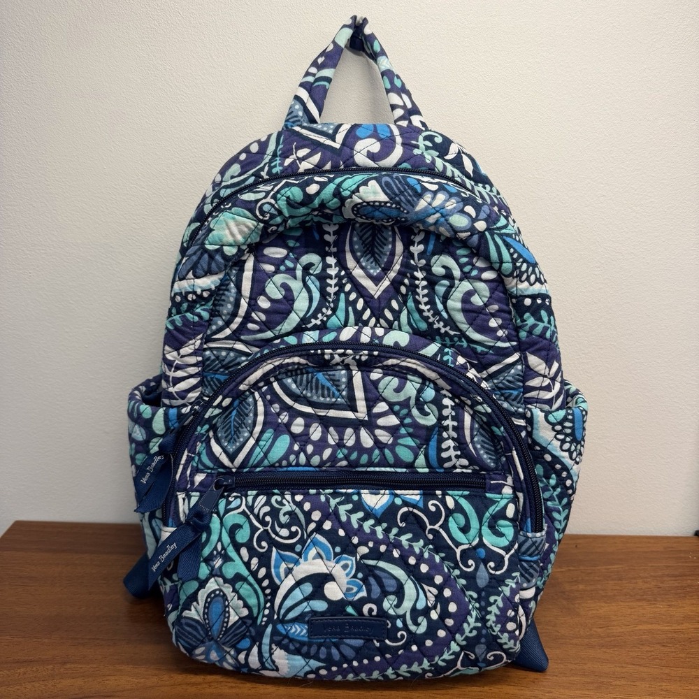 Vera Bradley 13"x11" Expandable Blue Island Medallion Small Backpack Cotton